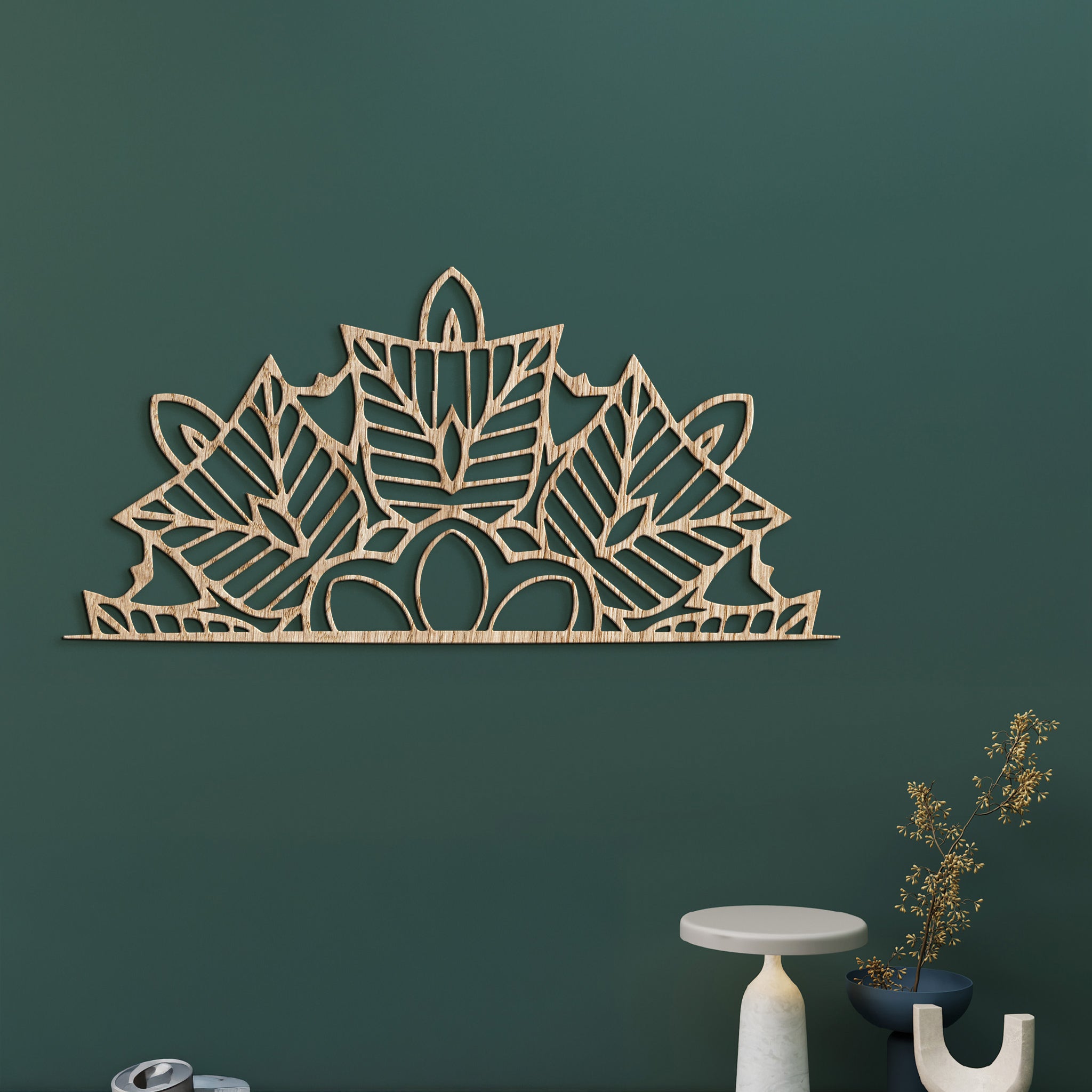 Drevená mandala polkruh Ornament