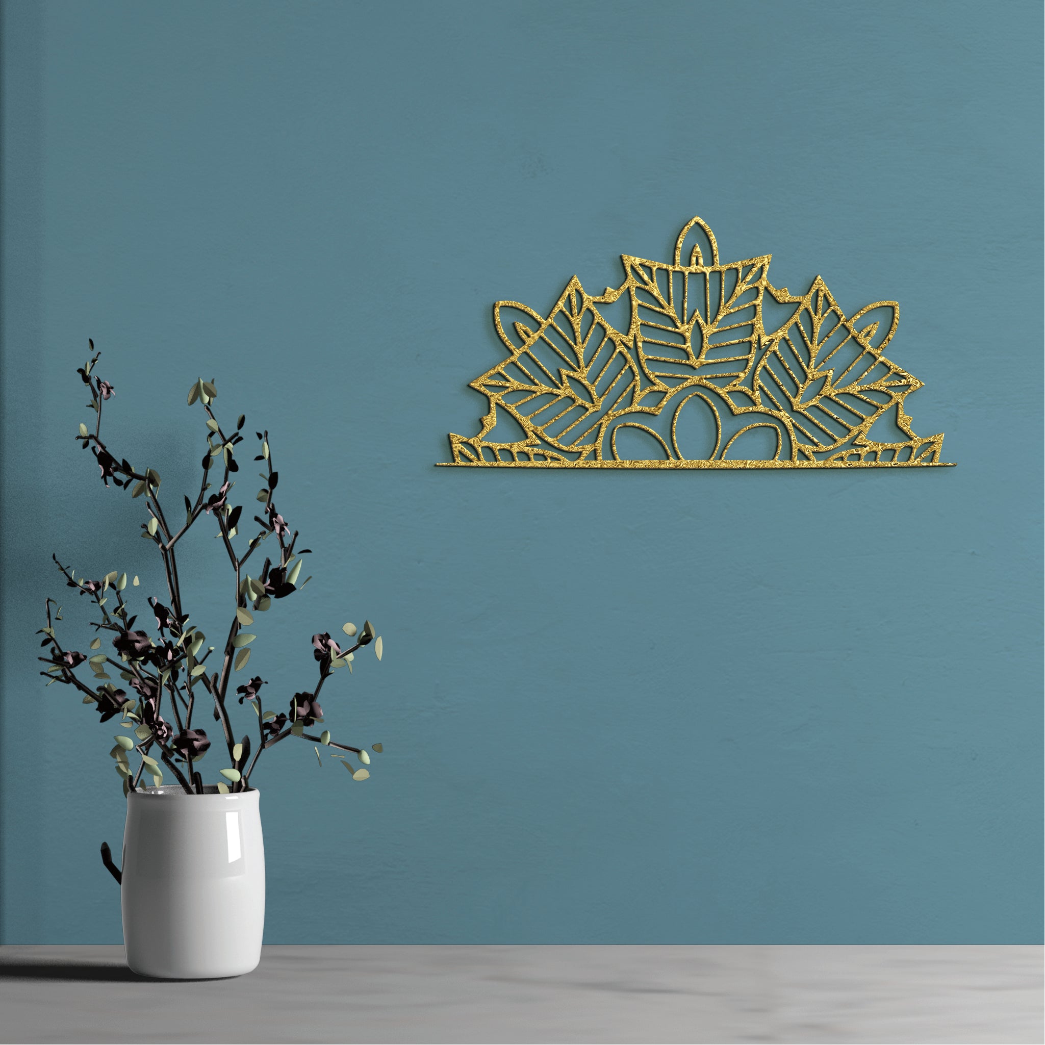 Drevená mandala polkruh Ornament