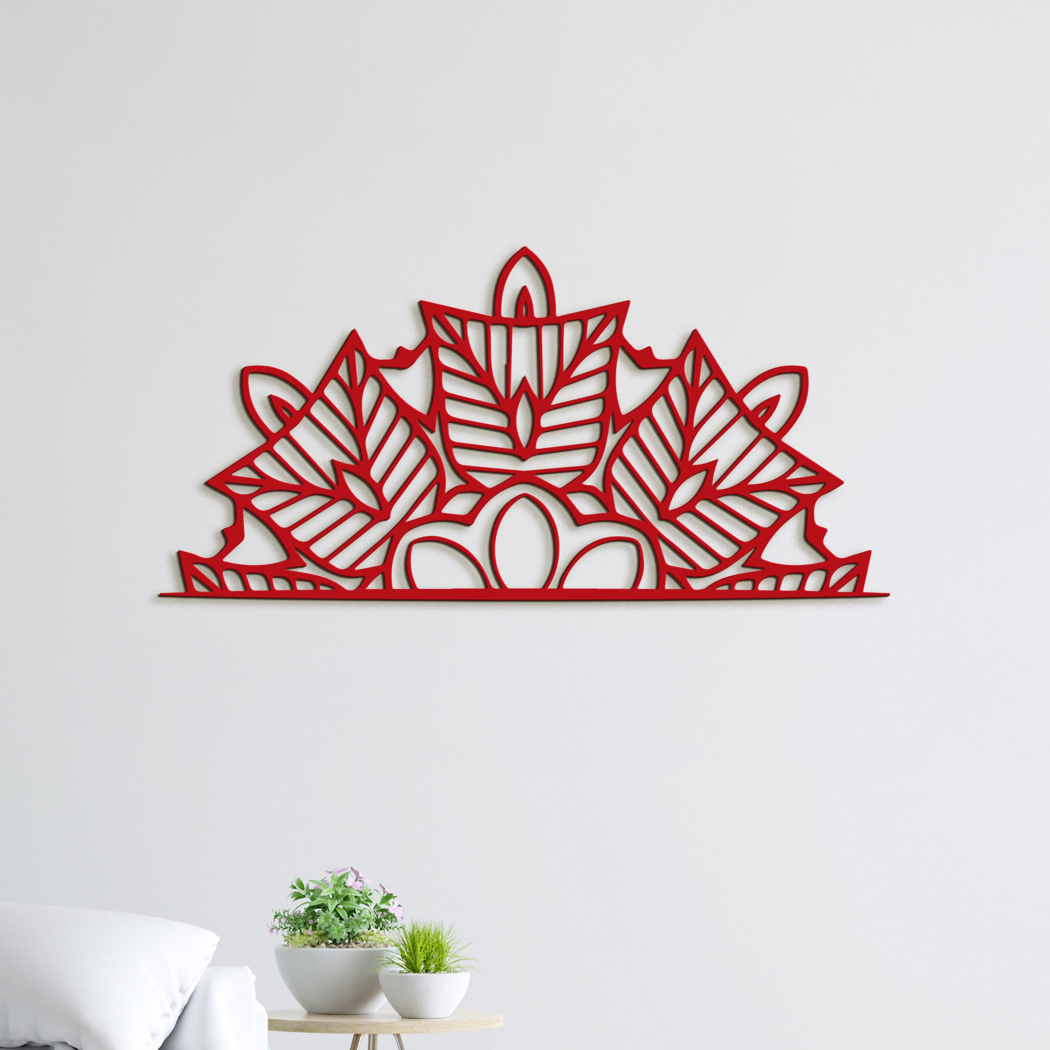 Drevená mandala polkruh Ornament